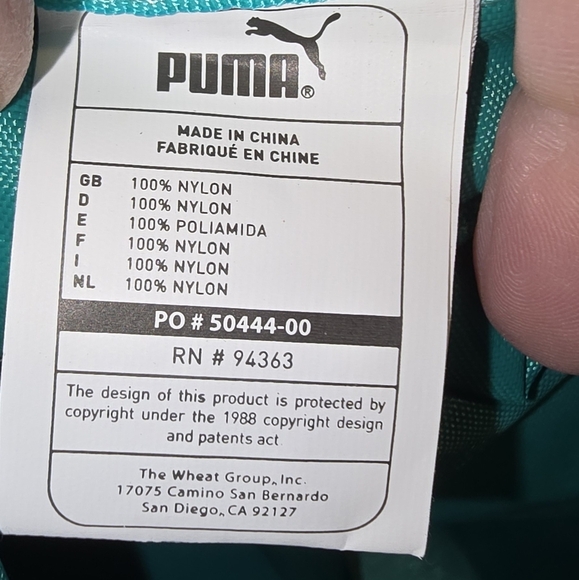 NWOT Puma Mint Green & Gray Logo Duffle Gym Travel Overnight Weekend Nylon Bag - Picture 8 of 10